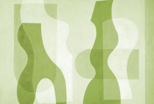 Cara Saven modern kids playroom wallpaper in green abstract shapes for a playful atmosphere