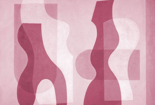 Cara Saven modern kids playroom wallpaper in pink with abstract shapes and smooth curves