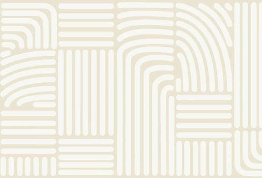 Cara Saven modern playroom wallpaper featuring abstract line patterns in neutral tones