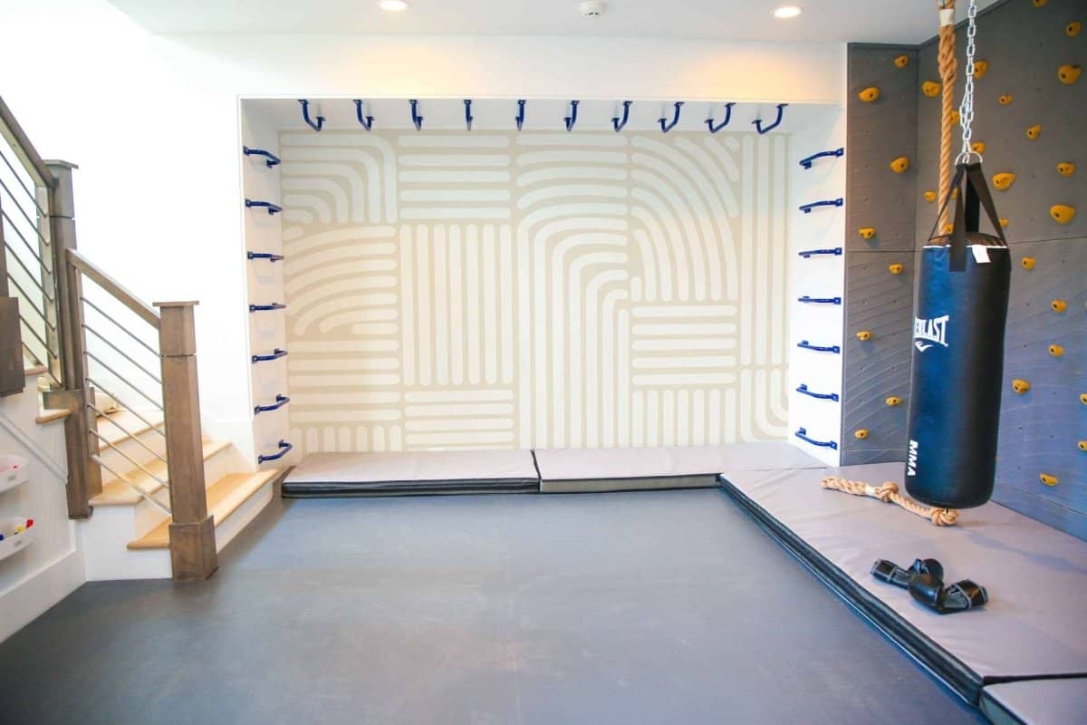 Modern playroom wallpaper featuring intricate geometric patterns for a playful atmosphere