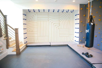 Modern playroom wallpaper featuring intricate geometric patterns for a playful atmosphere