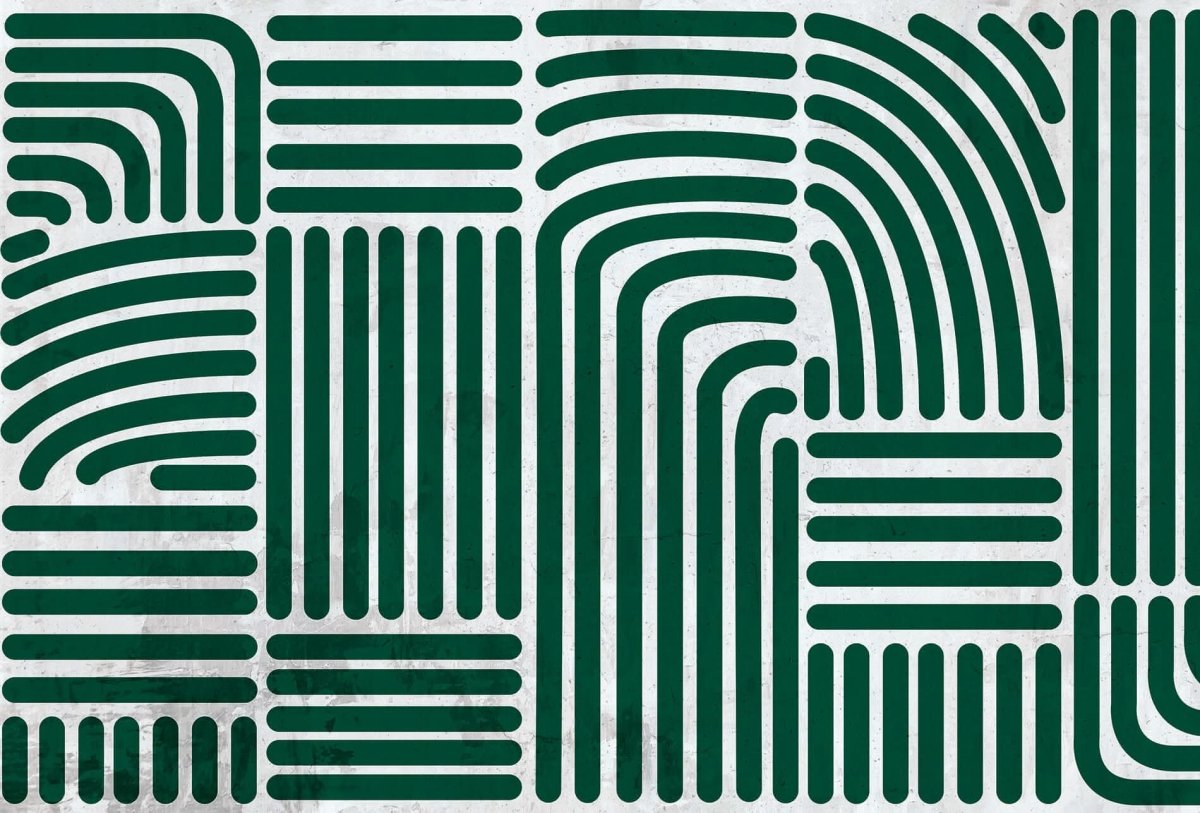 Cara Saven Modern Playroom Wallpaper in Green with Unique Curvy Line Design