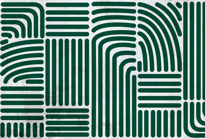 Cara Saven Modern Playroom Wallpaper in Green with Unique Curvy Line Design