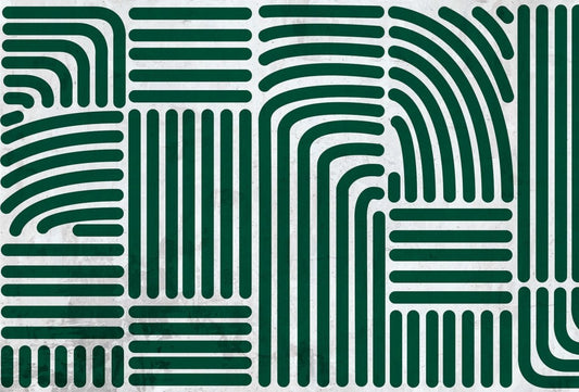 Cara Saven Modern Playroom Wallpaper in Green with Unique Curvy Line Design