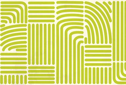 Cara Saven modern playroom wallpaper with abstract green line patterns for a vibrant children's space