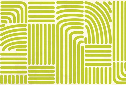 Cara Saven modern playroom wallpaper with abstract green line patterns for a vibrant children's space