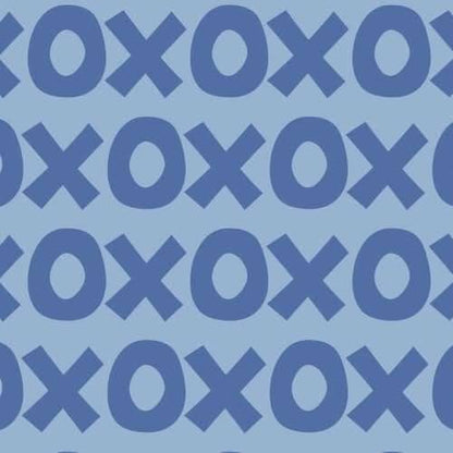 Sur La Mur Montessori playroom wallpaper in blue and light blue xoxo pattern for playful decor