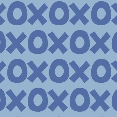 Sur La Mur Montessori playroom wallpaper in blue and light blue xoxo pattern for playful decor