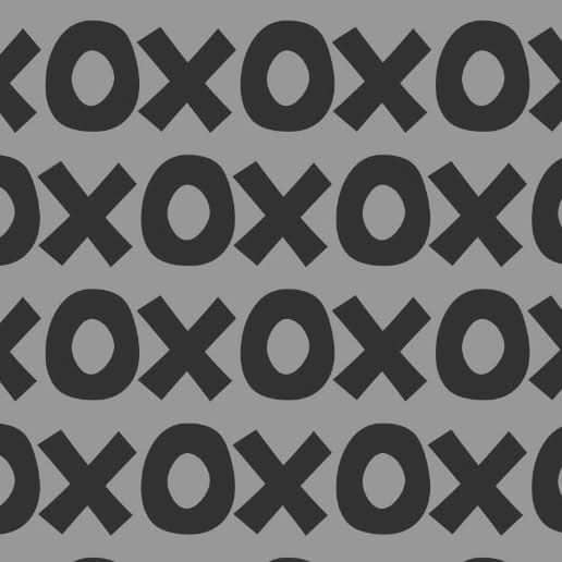 Sur La Mur Montessori playroom wallpaper featuring a modern x and o pattern in black and gray