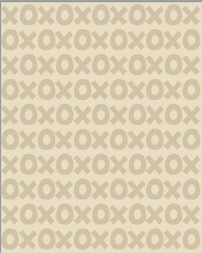 Sur La Mur Montessori playroom wallpaper featuring a playful X and O pattern in soft neutral colors