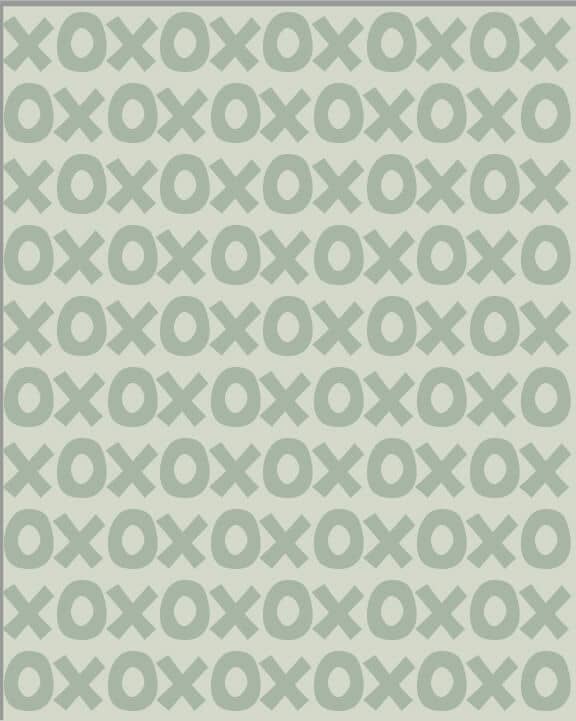Light green Montessori playroom wallpaper featuring a playful X and O pattern for a cheerful space