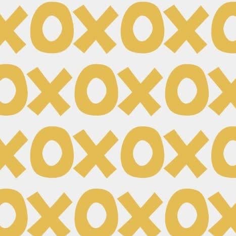 Sur La Mur Montessori playroom wallpaper featuring a playful yellow X and O pattern