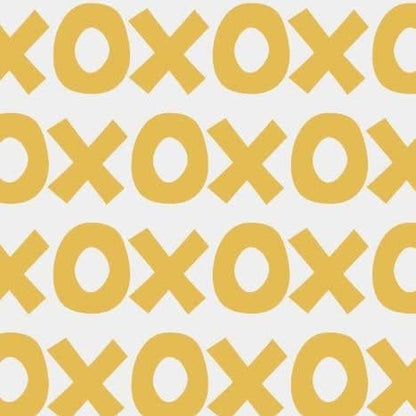 Sur La Mur Montessori playroom wallpaper featuring a playful yellow X and O pattern