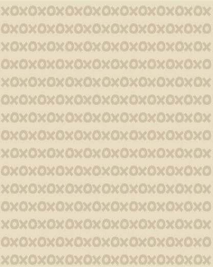 Sur La Mur montessori wallpaper for playroom featuring a playful pattern of Xs and Os