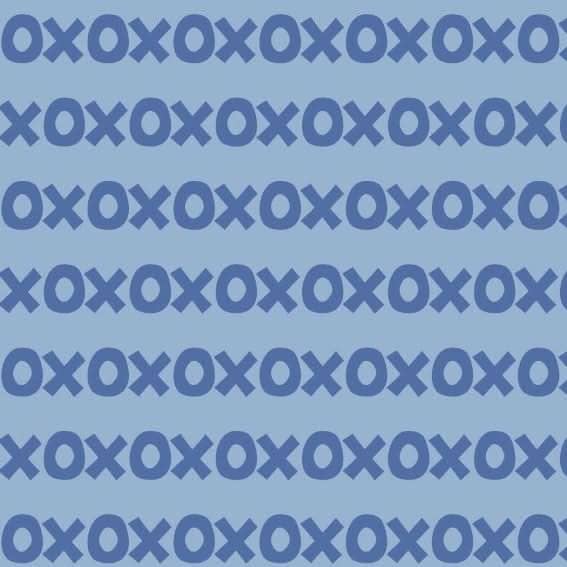 Sur La Mur Montessori wallpaper for playroom featuring playful blue X and O pattern for kids