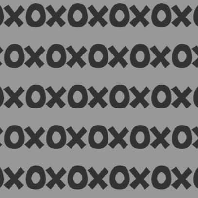 Sur La Mur Montessori wallpaper for playroom with black x and o patterns on a grey background