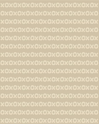Sur La Mur Montessori wallpaper for playroom with playful XO pattern in soft beige tones