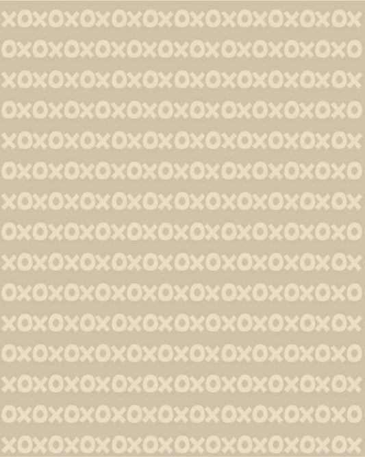 Sur La Mur Montessori wallpaper for playroom with playful XO pattern in soft beige tones