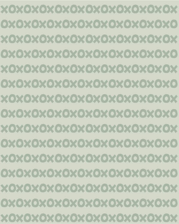 Sur La Mur Montessori wallpaper for playroom featuring a playful green and white pattern of Xs and Os