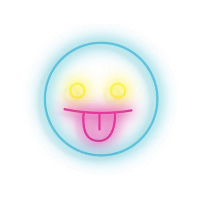 Brite Lite Tribe Neon Smiley Face Sign with Yellow and Pink Glow for Fun Home Decor