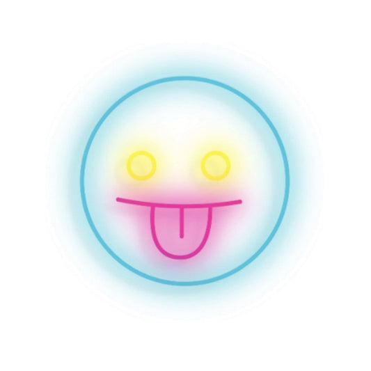 Brite Lite Tribe Neon Smiley Face Sign with Yellow and Pink Glow for Fun Home Decor