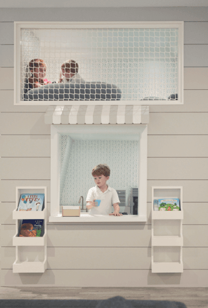 Jammar playhouse window net providing safety and fun for children playing inside and outside