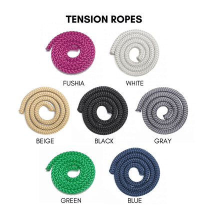 Colorful tension ropes in various shades for the playroom hammock net set by Loft Nets