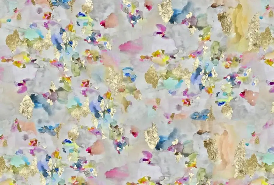 Vivian Ferne sensory playroom wallpaper with colorful abstract patterns and gold accents for a vibrant space