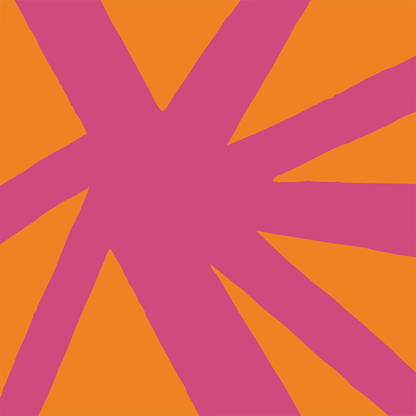 Sur La Mur shine wallpaper for playrooms in bright orange and pink geometric pattern