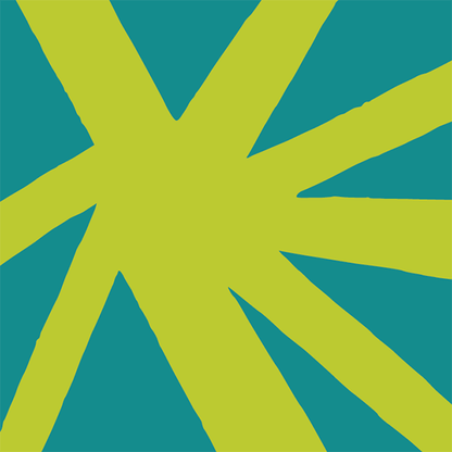 Bright and playful shine wallpaper for playrooms featuring bold yellow and teal geometric designs