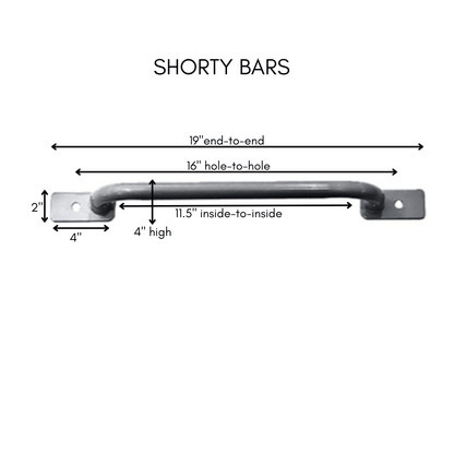Shorty monkey bar for playroom with dimensions 19 inches long and 4 inches high for fun indoor climbing