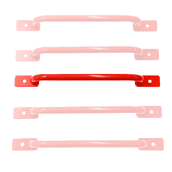 Set of colorful shorty monkey bar for playroom accessories in red and pink hues for climbing fun
