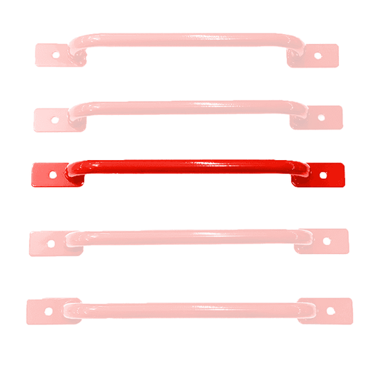 Set of colorful shorty monkey bar for playroom accessories in red and pink hues for climbing fun