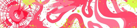 Colorful spin art wallpaper for kids featuring bright pink, yellow, and abstract designs