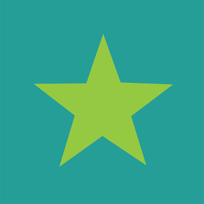 Sur La Mur star wallpaper for kids room featuring a vibrant green star design on a teal background