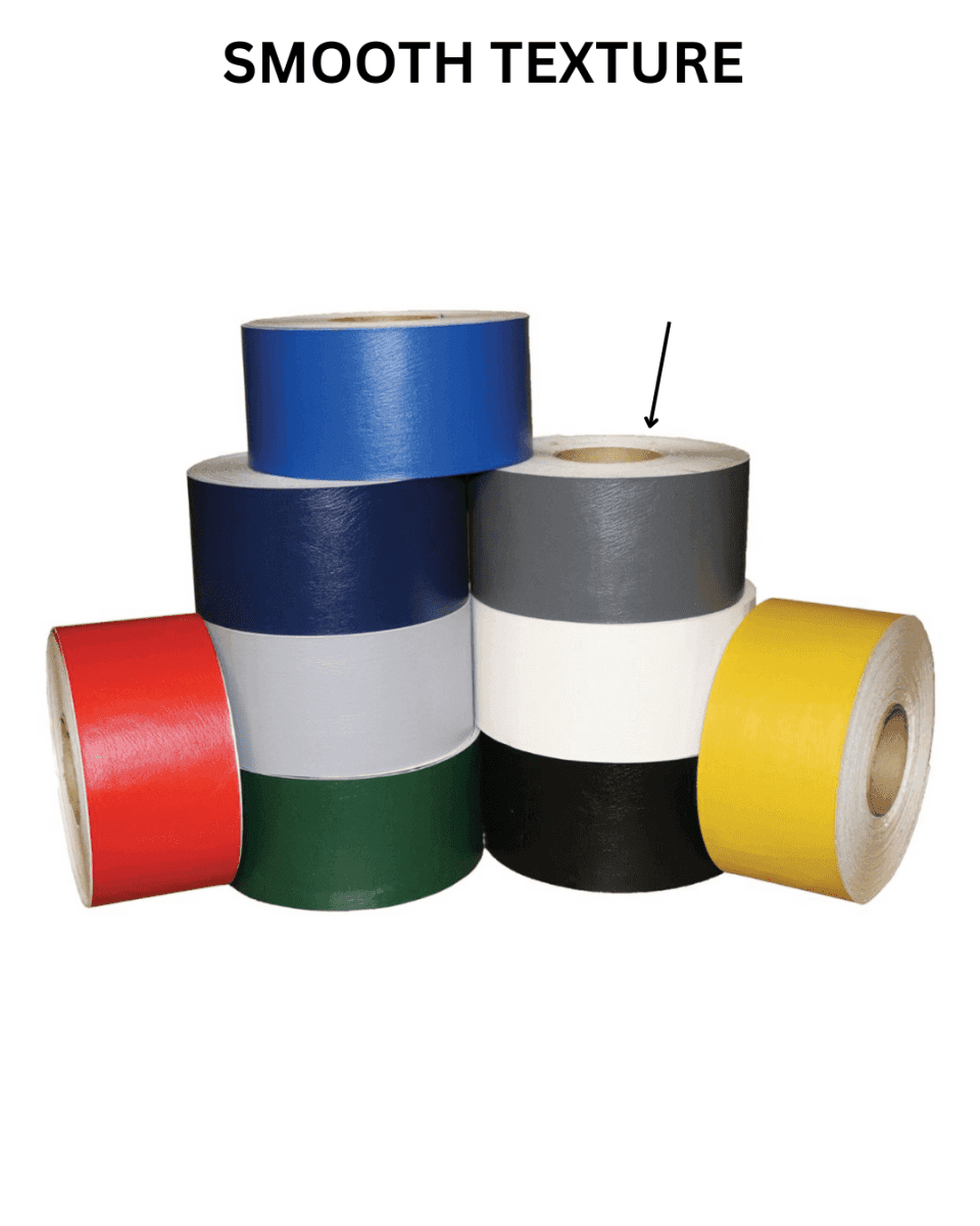 Rolls of tatami vinyl floor mat tape in various colors stacked together for flooring solutions