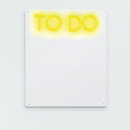 Brite Lite Tribe neon sign featuring a yellow 'TO DO' above a dry erase board for kids