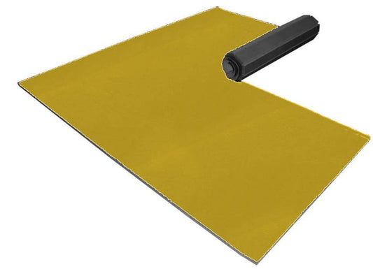 Dollamur yellow vinyl floor mat for playroom, ideal for safe and fun activities