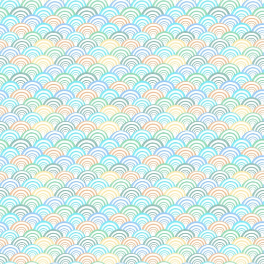 Sur La Mur watercolor rainbow wallpaper featuring a pastel wave pattern for vibrant decor