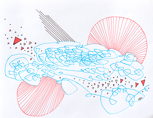 Colorful abstract design featuring blue and red shapes, perfect as a carnival mural for playroom