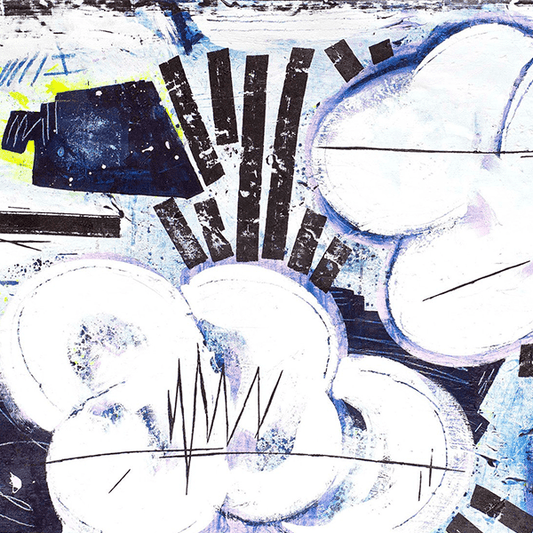 Colorful abstract design featuring cloud wallpaper for playroom with artistic brushstrokes