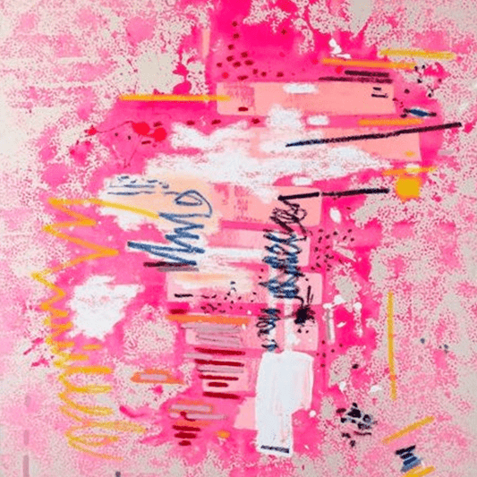 Colorful Sur La Mur Montessori playroom wallpaper featuring vibrant pink and abstract designs