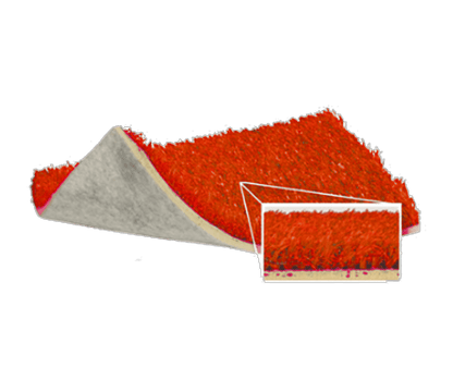 Dollamur sensory playroom turf in vibrant red, ideal for creating engaging play environments